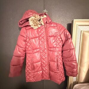 Kids Quilted Puffer Jacket with Faux Fur Hood